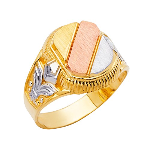 The World Jewelry Center Mens 14k Tri Color Gold Ring - Size 11.5