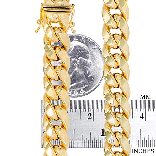 Nuragold 14k Real Yellow Gold Miami Cuban 10mm Solid Chain Mens Bracelet - 7.5"