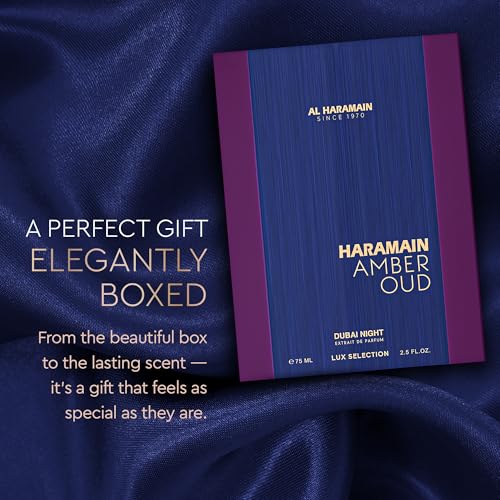 Al Haramain Amber Oud Eau de Parfum 75ml + ATOMIZER – Dubai Night – Unisex Ladies & Mens Cologne – Men/Women's Cologne Spray – Perfume for Men & Women: Amber, Bergamot, Vanilla, White Musk (2.53 oz)