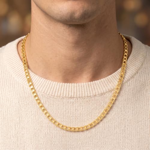Floreo 14k Yellow Gold 5mm Railroad Link Chain Necklace, 20 Inch