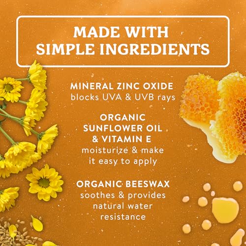 Badger Mineral Kids Sunscreen Face Stick SPF 35, Zinc Oxide Travel Size Sunscreen Stick for Kids, 97% Organic Ingredients, Reef Safe, Water Resistant, .65 oz, 2-Pack