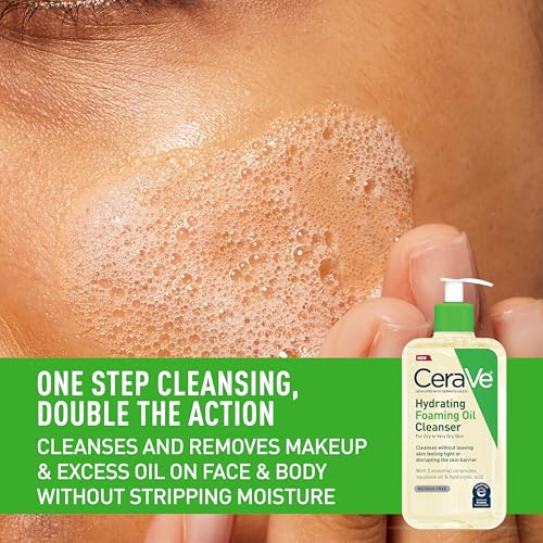 CeraVe Hydrating Foaming Oil Facial Cleanser with Hyaluronic Acid, 8oz