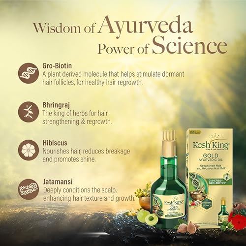 Kesh King Ayurvedic Hair Oil | Herbal Oil with Bhringraj & Amla | Enhance Hair Growth | Reduce Hairfall | Nourishes Scalp | Provides Long & Thick Hair | 10.14 Fl Oz/300ml