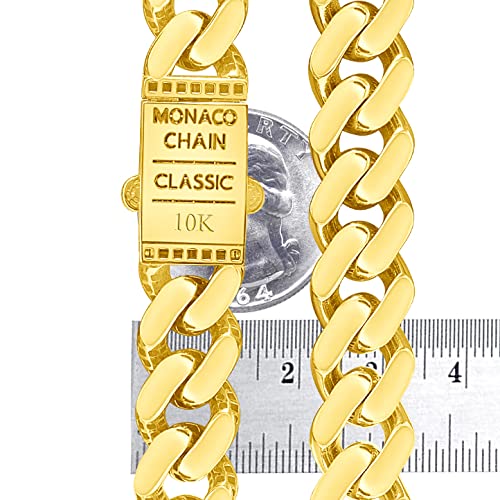 Nuragold 10k Real Yellow Gold Monaco 13mm Miami Cuban Chain Mens Bracelet - 7"