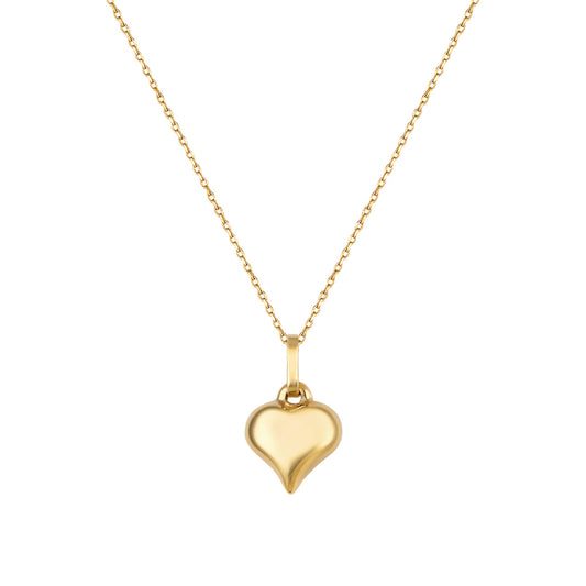 SOPHOS JEWELRY 10K Solid Yellow Gold Heart Pendant Necklace with 18" Real Gold Chain, Dainty Jewellery for Women