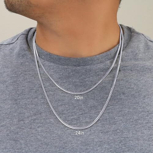Nuragold 14K Real White Gold Miami Cuban Solid Link Chain Italian Necklace - 3.5mm,24"