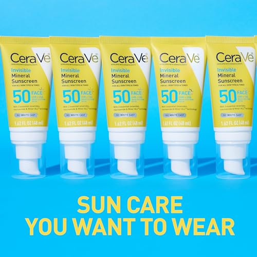 CeraVe Invisible Mineral Sunscreen SPF 50, Face Sunscreen, Travel Size