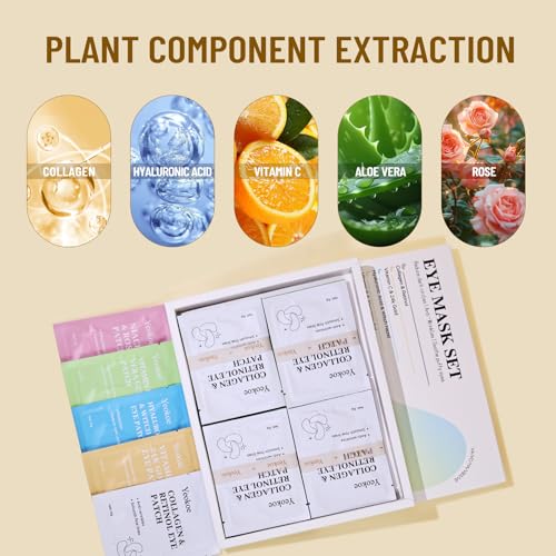 Yeokoe Under Eye Patches for Dark Circles,Eye Mask for Puffy Eyes With Collagen,Retinol,Vitmin C,Hyaluronic Acid and Niacinamide Face Masks Skincare Spa Gifts for Woman 20Pairs