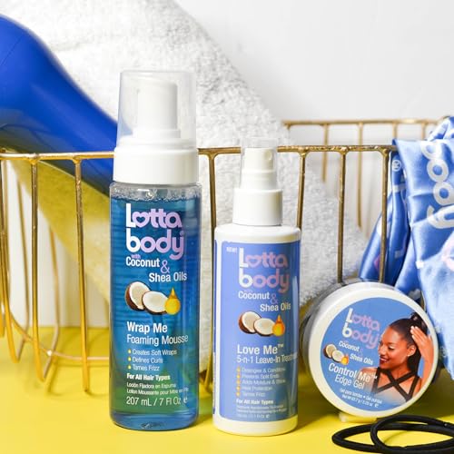 Lottabody Wrap Me Foaming Mousse with Coconut & Shea Oils, Lightweight Moisture-Rich Curl-Defining & Frizz-Control Styling Mousse for Natural Curly, Coily & Relaxed Hair, 7 oz, (Pack of 2)