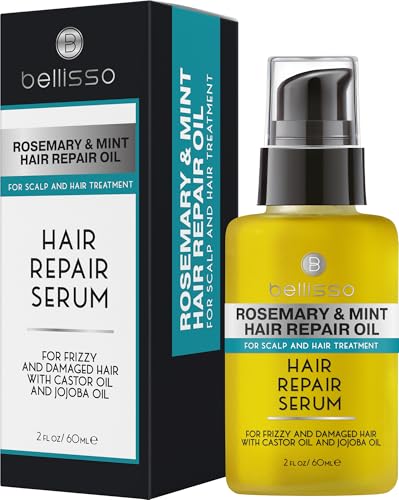Rosemary Mint Oil Hair Serum - Thickening Products for Women and Men - Strengthening Treatment for Dry, Damaged, Frizzy Split Ends - Control Frizzy, Thinning and Curly Locks - Scalp Moisturizer