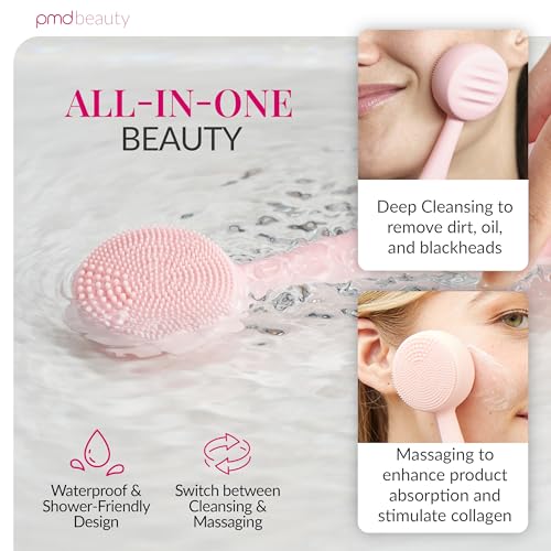 PMD Beauty Clean Facial Cleansing Brush – Waterproof Silicone Face Cleanser with Sonic Technology, Blush