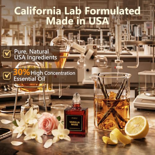 PUREU Pheromone Perfume for Woman, Vanilla Musk Perfume Long Lasting Pheromones Perfumes 0.34FL OZ/10ML Roll On Travel Size Essential Pheromone Oil Fragrance Eau De Parfum, Made in USA