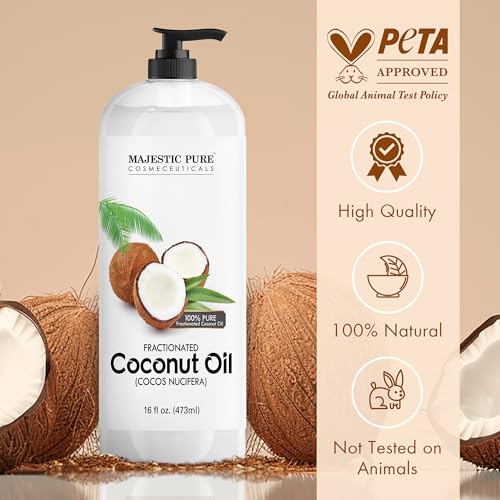 Majestic Pure Fractionated Coconut Oil, 100% Pure Body Oil - 16 Fl Oz
