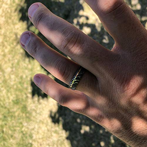 New 6mm Wide Damascus Steel Ring with 14k Solid Yellow Gold Inlay