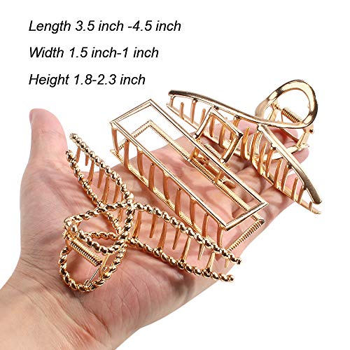 ANBALA Gold Hair Clips, Metal Large Claw Clips for Thick Hair Big Jaw Clips for Hair, Butterfly Hair Clips Hair Accessories for Women