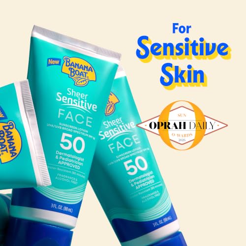 Banana Boat Sheer Sensitive Face Sunscreen Lotion SPF 50, 3 Fl Oz