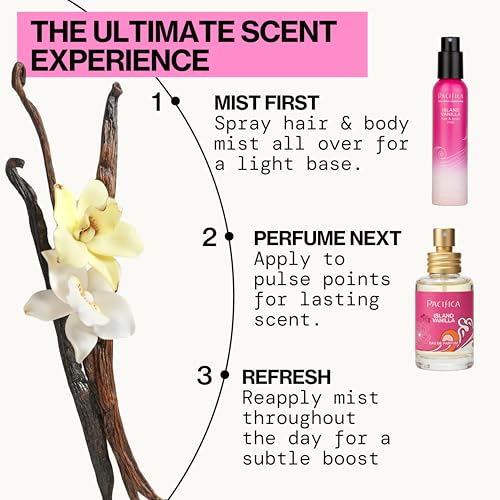 Pacifica Island Vanilla Perfume – Clean Vanilla Fragrance for Women - Warm Tropical Aroma - Long-Lasting Clean Beauty Non Toxic Scent, Vegan & Cruelty-Free, 1 oz Travel-Friendly Spray