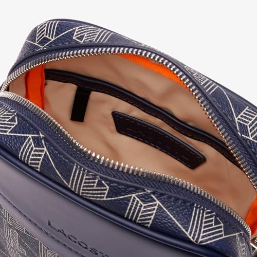 Lacoste Men's Vertical Camera Bag, Silver Chine/White-Navy Blue-Sunny, One