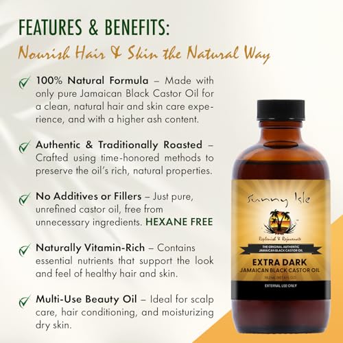 Sunny Isle Extra Dark Jamaican Black Castor Oil 4oz, Richer Thicker JBCO