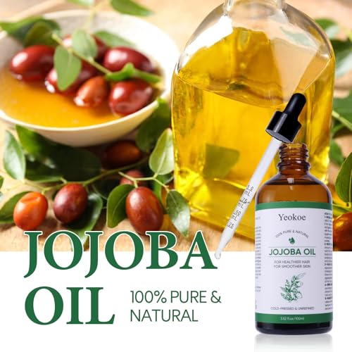 Yeokoe Jojoba Oil Pure Cold Pressed Unrefined Gua Sha for Healthier hair Smoother skin Base Carrier Moisturizing Oil 3.52oz 100ml