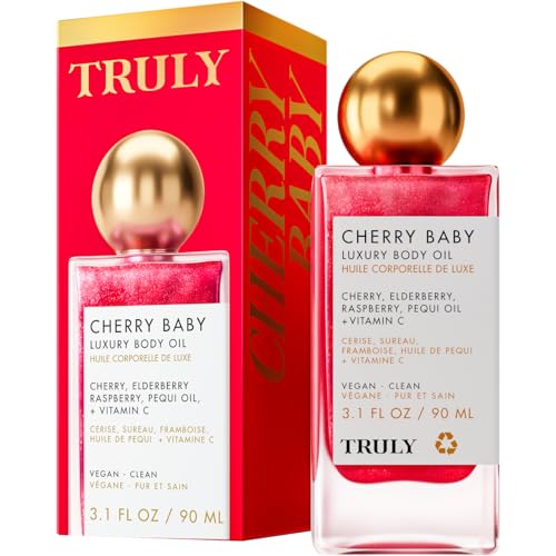 Truly Beauty Cherry Baby Luxury Body Oil | Hydrating Shimmer Oil for Glow