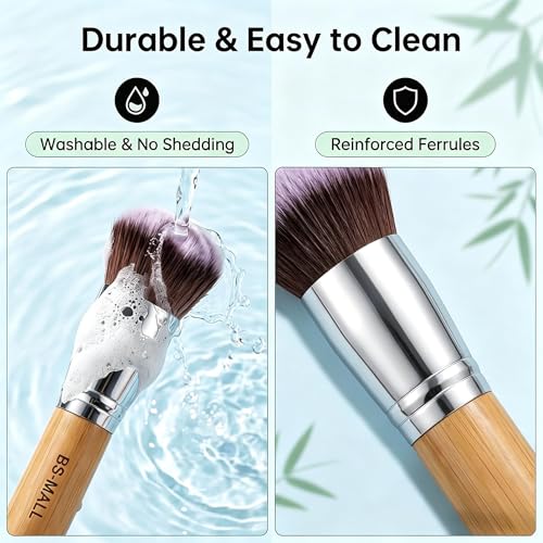 BS-MALL Makeup Brush Set 11 Pcs Makeup Sponge, Professional Bamboo Makeup Brushes for Foundation, Powder, Blush, Concealer, Eyeshadow & Blending, Ideal for Travel, Beginners & Makeup Artists