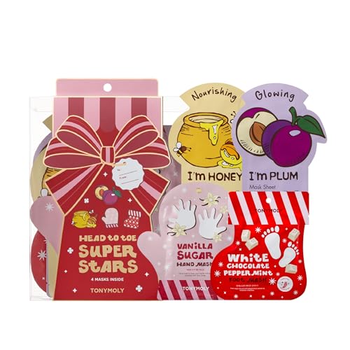 TONYMOLY Head to Toe Mask Set - Face, Hand & Foot Skincare Mask Pack, 4pk