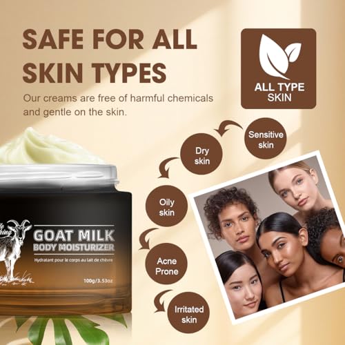 Bmrewax Goat Milk Lotion - Whipped Body Butter Cream with Goat Milk - Deeply Moisturizes, Softens Skin - Natural & Gentle for All Skin Types, 3.53 oz