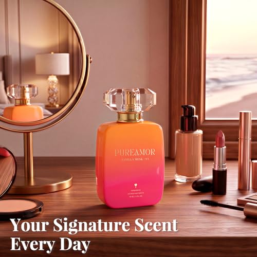 PUREAMOR Pheromone Perfume for Women, Vanilla Musk Extrait de Parfum - Long Lasting Warm Cozy Vanilla Scent, 30% High Concentration, Full Size Fragrance Spray, 1.0 oz / 30 ml