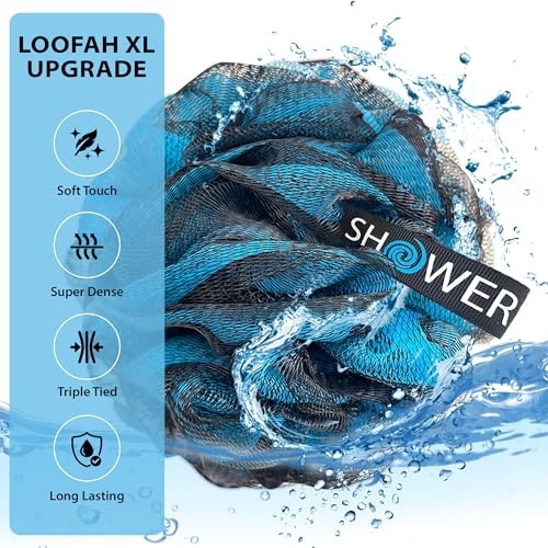 SHOWER BOUQUET Loofah-Charcoal Bath-Sponge XL-Color-4-Pack Extra-Large 75g