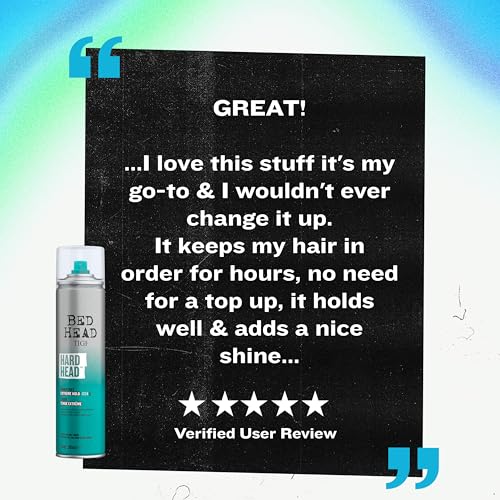 TIGI Bed Head Hard Head Hair Spray – Extra Strong Hold for All Day Style and All Hair Types, 11.7 oz