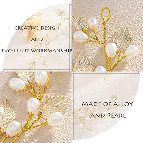 Unicra Gold Leaf Hair Vine Bridal Headpiece Wedding Hair Accessories for Brides and Women(15.75inches) (Gold)