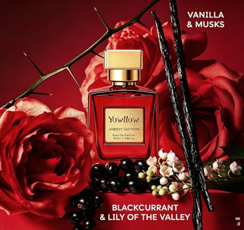 Yowllow- Ambery Saffron- Eau de Parfum- Inspired by Ba.ccarat Rou.ge-1.7 Fl Oz/50ML-Womens Perfume Long Lasting & Pure Fragrance Spray,Vegan & Cruelty-Free