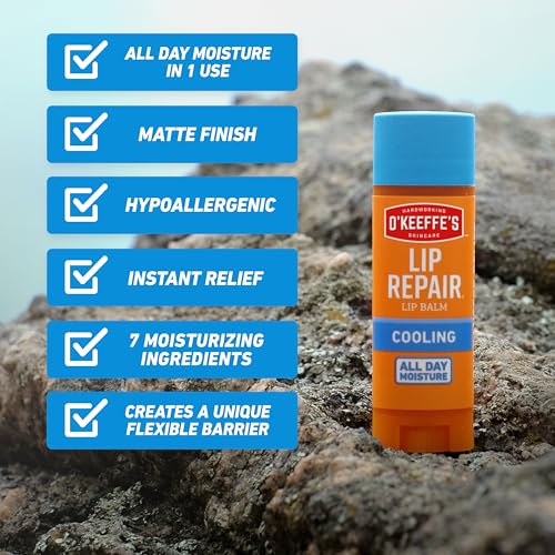 OKeeffes Lip Repair Balm, Cooling Relief for Cracked Lips, Twin Pack