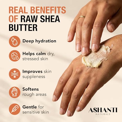 Ashanti Naturals White Raw Shea Butter | Unrefined African Shea Butter | Creamy Moisturizer for Easy Application - 15 oz