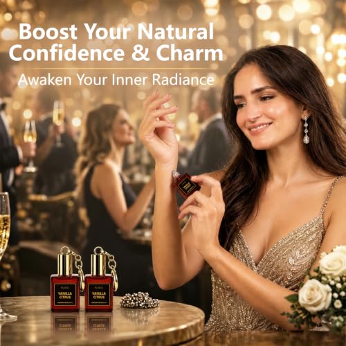 PUREU Pheromone Perfume for Women Roll On Vanilla Citrus Long Lasting Travel Size Vanilla Perfume Pheromones Oil for Women Fragrance Eau De Parfum, 0.34 Fl Oz/10ml, Made in USA