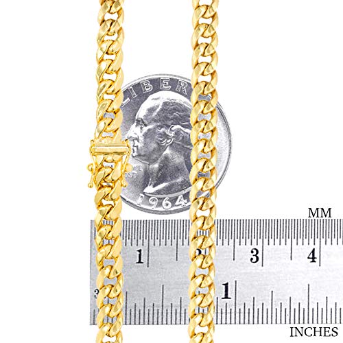 Nuragold 14k Yellow Gold 5.5mm Miami Cuban Link Chain Bracelet, Mens Womens Jewelry Box Clasp 7" 7.5" 8" 8.5" 9"