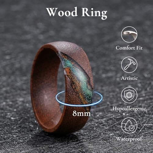 King Will Men Wood Wedding Band 8mm Size 11