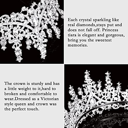 CURASA Silver Tiara and Crowns for Women Crystal Queen Crown, Wedding Tiaras for Bride Princess Crown Headpiece for Bridal Birthday Party Prom Pageant