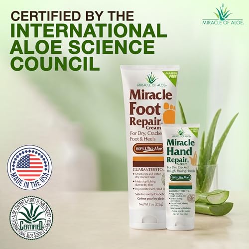Miracle Foot Repair Cream, Foot Cream For Dry Cracked Feet, 8 Oz & 1 Oz