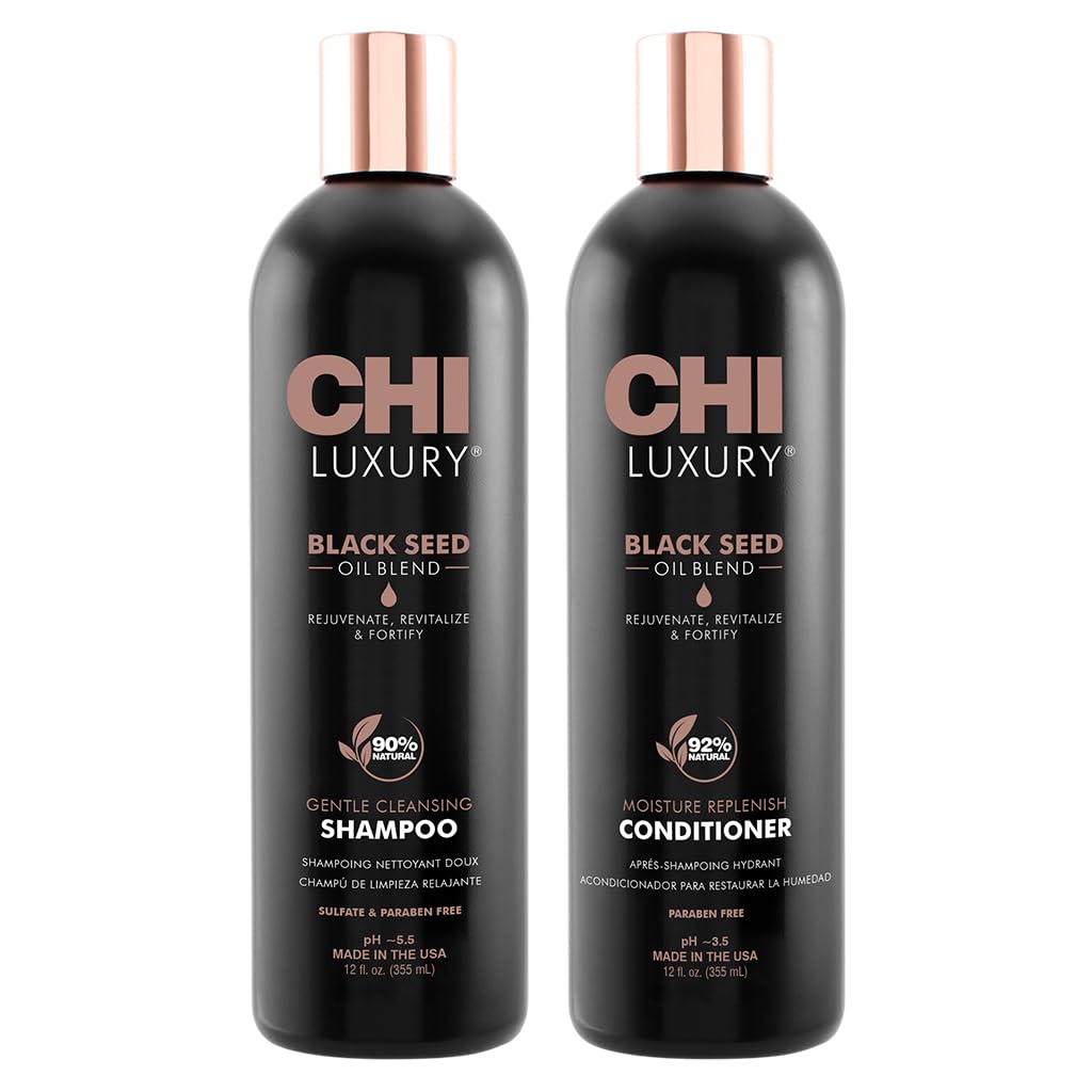 CHI Brand Luxury Black Seed Oil Blend Gentle Cleansing Shampoo & Moisture Replenish Conditioner 12 Fl Oz Each (pack Of 2)