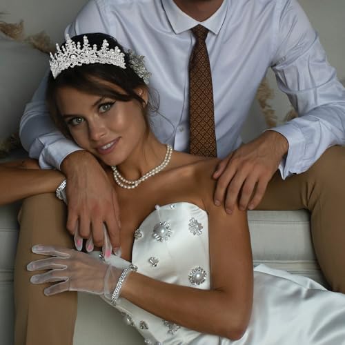 CURASA Silver Tiara and Crowns for Women Crystal Queen Crown, Wedding Tiaras for Bride Princess Crown Headpiece for Bridal Birthday Party Prom Pageant