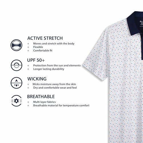 Ben Sherman Men's Performance Golf Shirts– Stretch, Extra Soft Fabric, Moisture-Wicking, Odor Resistant, Coral, X-Large