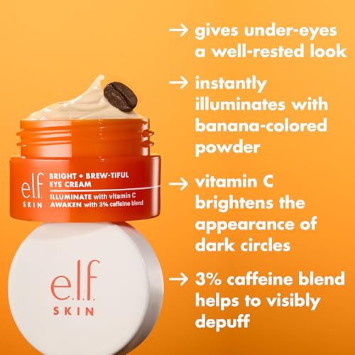 e.l.f. SKIN Bright + Brew-tiful Eye Cream Mini, Helps Brighten Appearance Of Undereye Dark Circles & Repair Puffiness, Vegan & Cruelty-Free