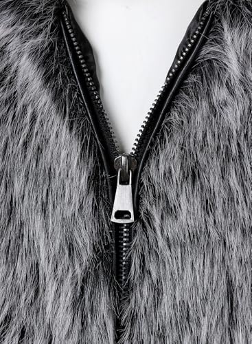 FANARCHER Men's Winter Faux Fur Coat Fluffy Jacket Turn Collar Luxury Overcoat Long Sleeve Parka Fleece Furry Outwear