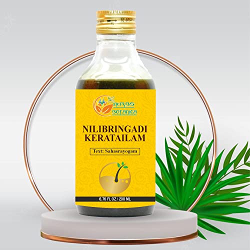 Herbs Botanica Nilibringadi Keratailam Neelibhringadi Hair Oil for Scalp, Hair Loss,Ayurvedic Oil for Hair Premature Graying 200ml Bottle