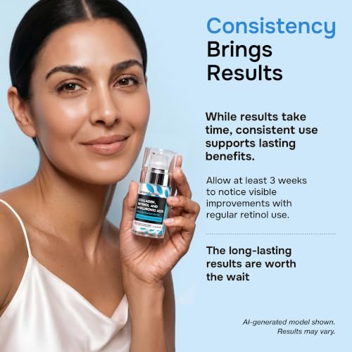 Retinol Collagen Face Serum - Anti-Aging Moisturizer for Women, 1 fl oz