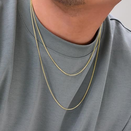 Nuragold 14K Real Yellow Gold Franco 1.4mm Solid Diamond Cut Chain Necklace - 22"