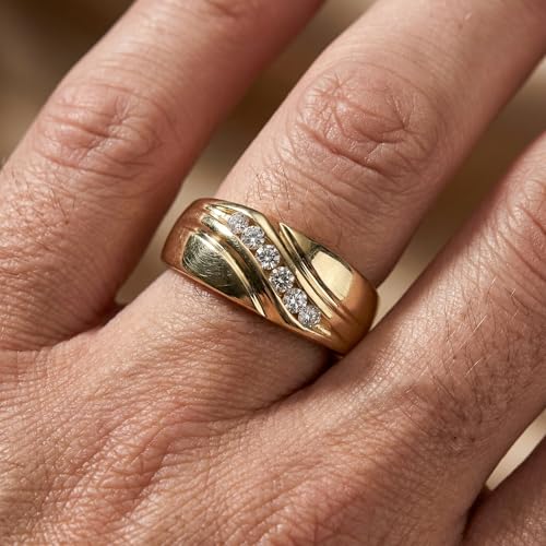 Pompeii Mens 14K Yellow Gold 1/4ct Diamond Wedding Ring Band - Size 11