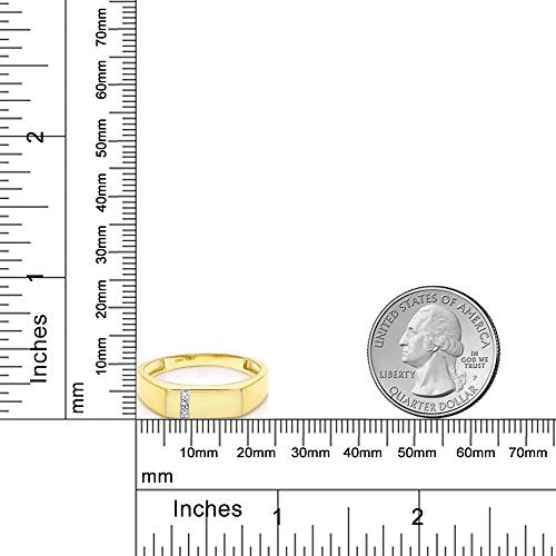 Gem Stone King White Diamond Ring For Men | 10K Solid Yellow Gold | Gold Men's Wedding Anniversary Ring | Size 9